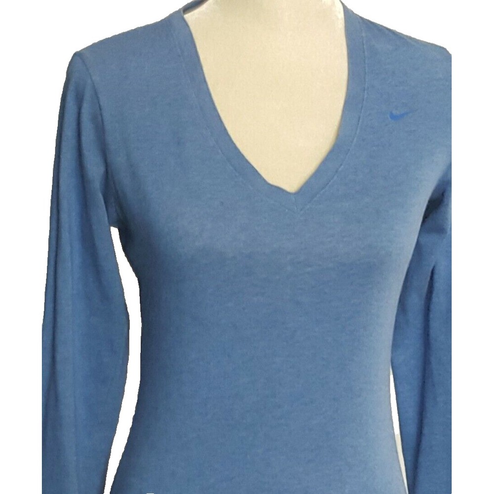 NIKE DRI-FIT Running Shirt Women's Size S Slim Fit Long Sleeve Light Blue